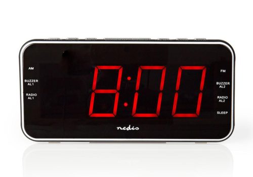 Nedis CLAR004BK ébresztőórás rádió, FM/AM, 1.8" LED kijelző, programozható, USB töltés, fekete