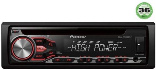Pioneer DEH-4800FD CD-s autórádió,USB, MP3/WAV/WMA és FLAC, 4x100Watt
