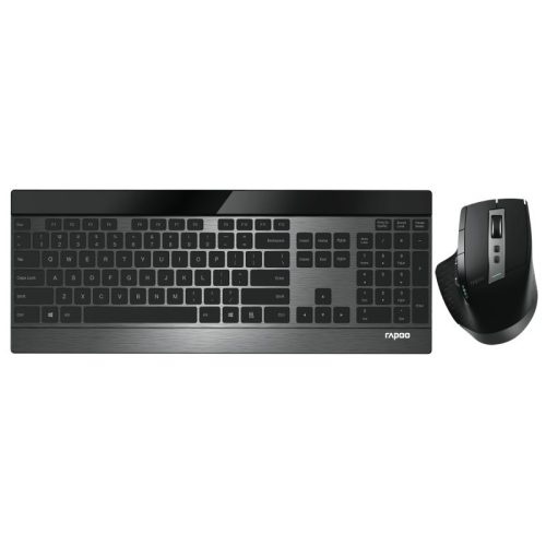 Rapoo 9900M vezeték nélküli billentyűzet és egér szett, multi-mode (BT 3.0, 4.0 és 2.4 GHz), fekete (00190912)
