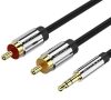 Vention 3.5mm jack/M -> 2*RCA/M, (audio, aranyozott, fémház), 5m, kábel