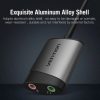Vention USB 2.0 -> 3.5mm/F (külső, szürke, OMTP-CTIA), 0,15m, hangkártya