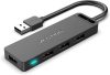 Vention USB-A 2.0 (táppal, 4-Portos, fekete), 0,5m, Hub
