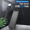 Vention USB-A 2.0 (táppal, 4-Portos, fekete), 1m, Hub