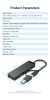 Vention USB-A 3.0 &USB-C 0,15m, (4-Portos USB-A 3.0), hub