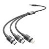 Vention USB-A 2.0/M -> USB-C/Lightning/Micro USB-B, 1,5m,(fekete,3A,3in1), kábel