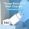 Vention USB-A+A+A (12W/12W/12W, 3-portos, fehér), töltő
