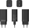 Vention USB-C+C+A (65W/30W/30W, 3-portos, fekete), töltő