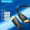 Vention Displayport/M -> Displayport/M (Szövet, fekete), 1m, kábel