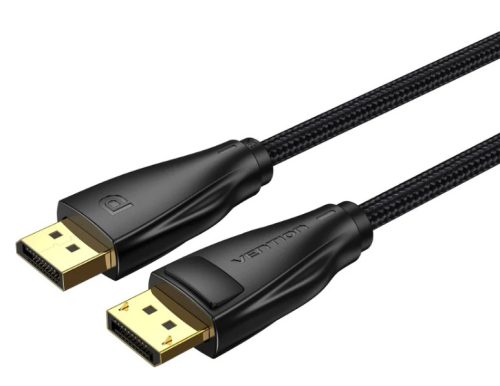Vention Displayport/M -> Displayport/M (Szövet, fekete), 2m, kábel