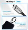 Vention USB-C 3.1/M -> USB-C 3.1/M, (szövet, szürke), 0,5m, kábel