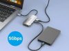 Vention USB-C -> USB3.0x4/PD (0,15m Szürke Aluminum Ötvözet), Hub