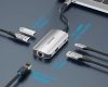 Vention USB-C -> USB3.0x3/RJ45/PD (0,15m Szürke Aluminum Ötvözet), Hub