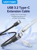 Vention USB-C 3.2/M -> USB-C 3.2/F, 0,5m,(hosszabbító, fekete, Gen2, 10Gbps), kábel