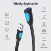 Vention USB 3.0, (hosszabbító, lapos, fekete), 3m, kábel