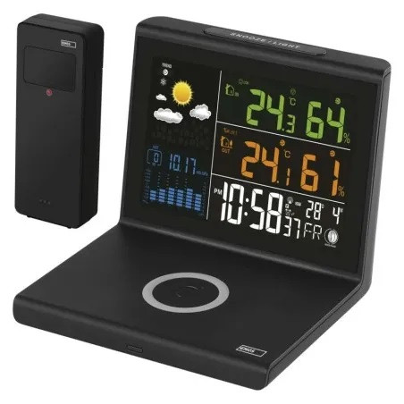 EMOS E8010 Időjárás-állomás, vezeték nélküli töltéssel, naptár, színes LCD, ébresztő, szundi