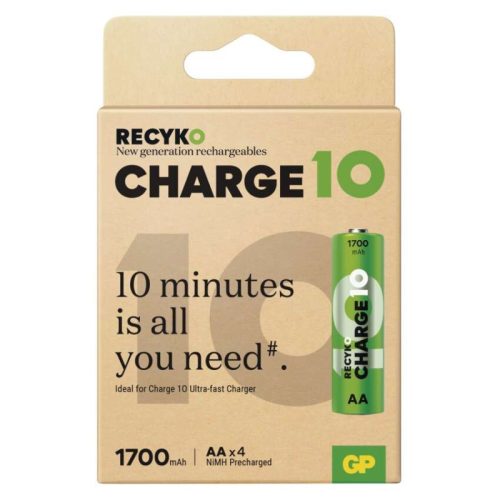 GP ReCyko B24294 Charge 10 1700 mAh NiMH AA/HR6 ceruza akkumulátor (4 darabos kiszerelésben rendelhető, az ár darabonként értendő)