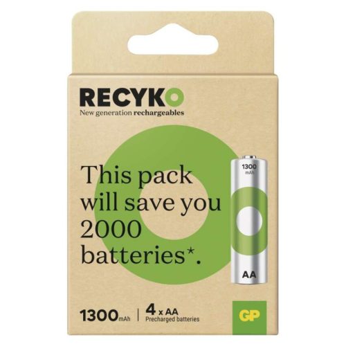 GP ReCyko B25234 1300mAh NiMH AA/HR6 ceruza akkumulátor (4 darabos kiszerelésben rendelhető, az ár darabonként értendő)
