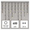 Emos D4CW03 karácsonyi fényfüzér, jégcsap, 10x0.7méter, 600LED, kül- és beltéri, meleg fehér, 8 program