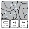 Emos D4FC01 karácsonyi fényfüzér, 2.8méter, 40LED, kül- és beltéri, hideg fehér, időzítő, elemes (3xAA)