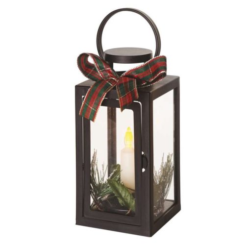 Emos DCLV14 LED dekoráció – karácsonyi lámpa gyertyával, fekete, 20 cm, 3x AAA, beltéri, vintage 