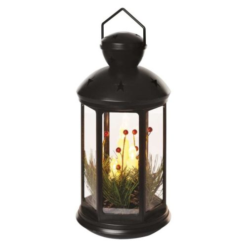 Emos DCLV15 LED dekoráció, karácsonyi lámpa gyertyákkal, fekete, 35.5 cm, beltéri, vintage, elemes (3 xC/LR14)