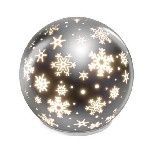 Emos DCLW28 LED karácsonyi üveggömb, hópelyhek, 12cm, 10LED, beltéri, meleg fehér, időzítő, elemes (3xAA)