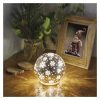 Emos DCLW28 LED karácsonyi üveggömb, hópelyhek, 12cm, 10LED, beltéri, meleg fehér, időzítő, elemes (3xAA)