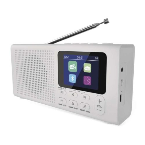 Hordozható rádió Bluetooth, MP3, DAB / DAB+ / FM, fehér színben (E0091)
