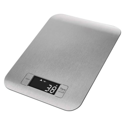Emos EV012 digitális konyhai mérleg, 5 kg, 1g pontosság, elemes (2xCR2032), inox