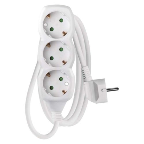 Emos P0321R hálózati elosztó, 3földelt aljzat, 1.5méter, 3x1.5mm2, max.250V/16A, gyerekzár, fehér
