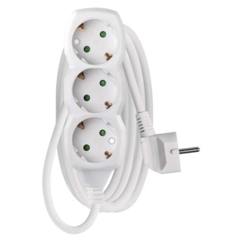 Emos P0322 hálózati elosztó, 3 aljzat, 2méter, 3x1mm2, max.250V/16A, IP20, gyerekzár, fehér