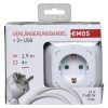 Emos P04219GU kocka elosztó, 4 aljzat + 2 USB, 1,9 méter, 3 x 1,5 mm2, fehér