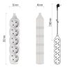 Emos P0522 hálózati elosztó, 5 földelt aljzat, 2méter, 3x1mm2, max.250V/16A, gyerekzár, fehér