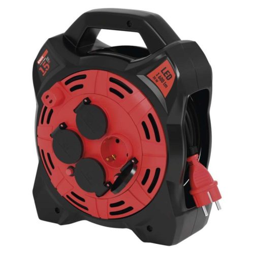 Emos P08215 kábeldob, 4 aljzat, 15méter,3x1,5mm2, kültéri, 230V, 13A, IP44 , LED világítás
