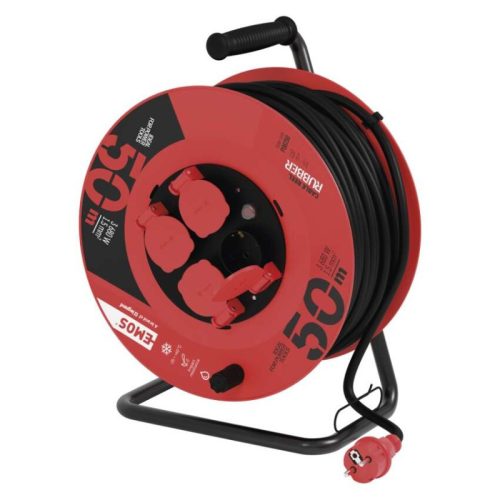 Emos P08250 kábeldob, 4 aljzat, 50méter,3x1,5mm2, kültéri, 230V, 16A, IP44