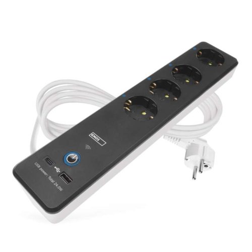 GoSmart hosszabbító 2 m / 4 aljzat / kapcsolós / USB / fehér-fekete / PVC / 1,5 mm2 (P1422SM)