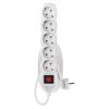Emos P1521 hálózati elosztó, kapcsolós, 5 földelt aljzat, 1.4méter, 3x1mm2, max.250V/16A, gyerekzár, fehér