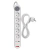 Emos P1523PD hálózati elosztó, lábkapcsolós, 5 földelt aljzat, USB-A és C, 3méter, 3x1.5mm2, max.250V/16A, gyerekzár, fehér