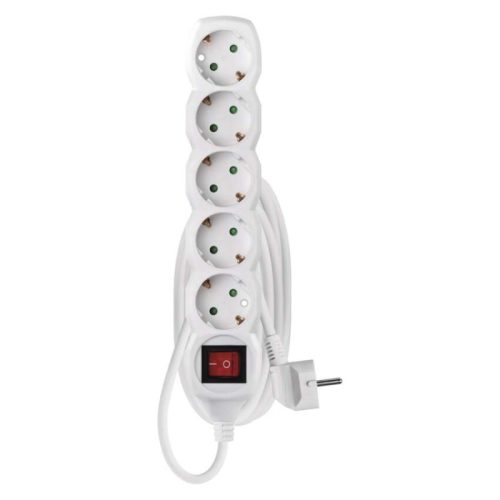 Emos P1523R hálózati elosztó, 5 aljzat, 3méter, 3x1,5mm2, 250V, 16A, kapcsolható