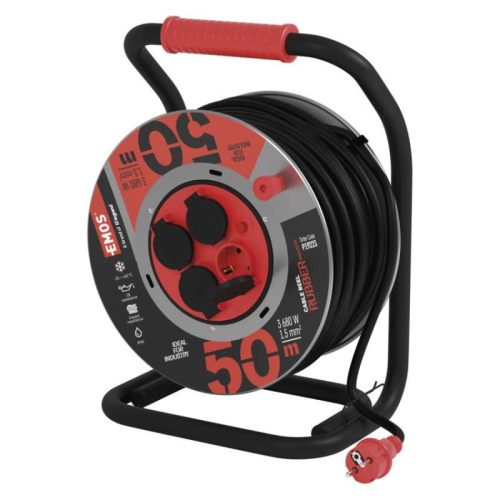 Emos P19223 kábeldob, 4 aljzat, 50méter, 3x1,5mm2, kültéri, 230V, 16A, IP44