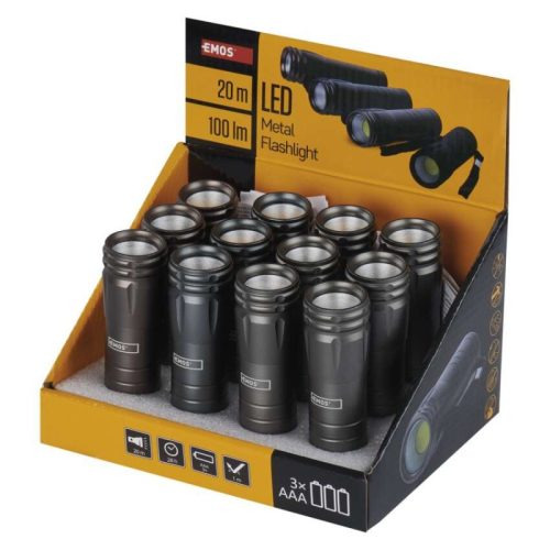 EMOS COB LED zseblámpa 3W 100lm 3xAAA 12db, display box (P4705)