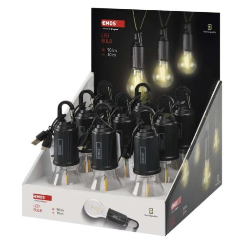 LED izzó USB tápegységgel 9db, display box (P4719)
