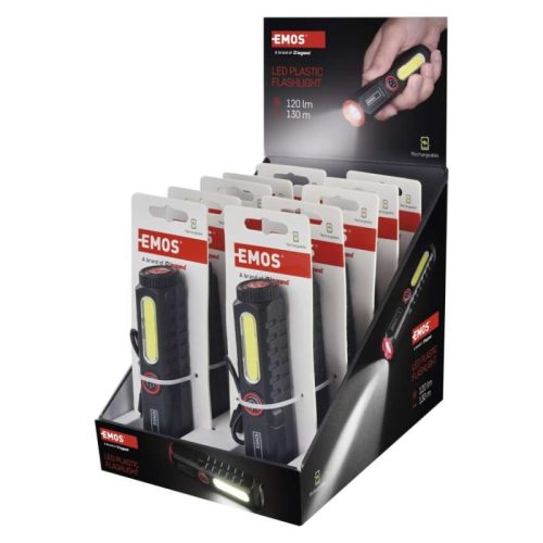 LED-es újratölthető műanyag zseblámpa P4720, 120 lm, 10 PCS, display box (P4720)