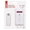Emos P5705 vezeték nélküli csengő, 60 méter hatótáv, 75dB, 433MHz frekvencia, 230V AC, IP44, fehér