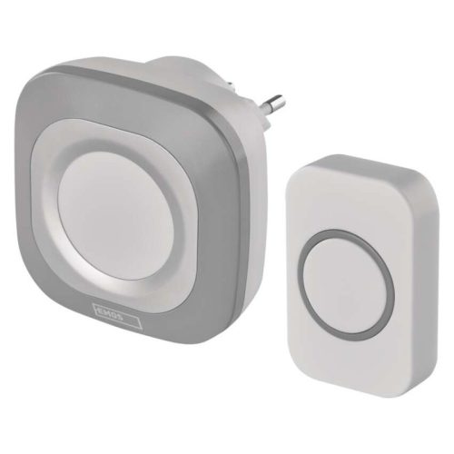 Emos P5733S Vezeték nélküli csengő, 150 méter hatótáv, 36 dallam, 110dB, 433Mhz, IP44, ezüst