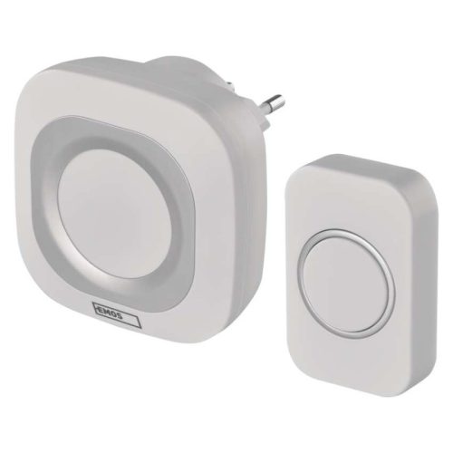 Emos P5733W Vezeték nélküli csengő, 150 méter hatótáv, 36 dallam, 110dB, 433Mhz, IP44, fehér
