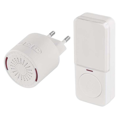 Emos P5734 Vezeték nélküli csengő, 150 méter hatótáv, 10 dallam, 85dB, 433Mhz, IP44, fehér