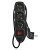 Emos PC1321R hálózati elosztó, kapcsolós, 3 aljzat, 1,5méter, 3x1,5mm2, 250V, 16A, fekete