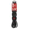 Emos PC1321R hálózati elosztó, kapcsolós, 3 aljzat, 1,5méter, 3x1,5mm2, 250V, 16A, fekete
