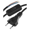 Emos S09273 szerelhető vezeték kapcsolóval, 3m, 2x0.75mm, PVC szigetelés, fekete